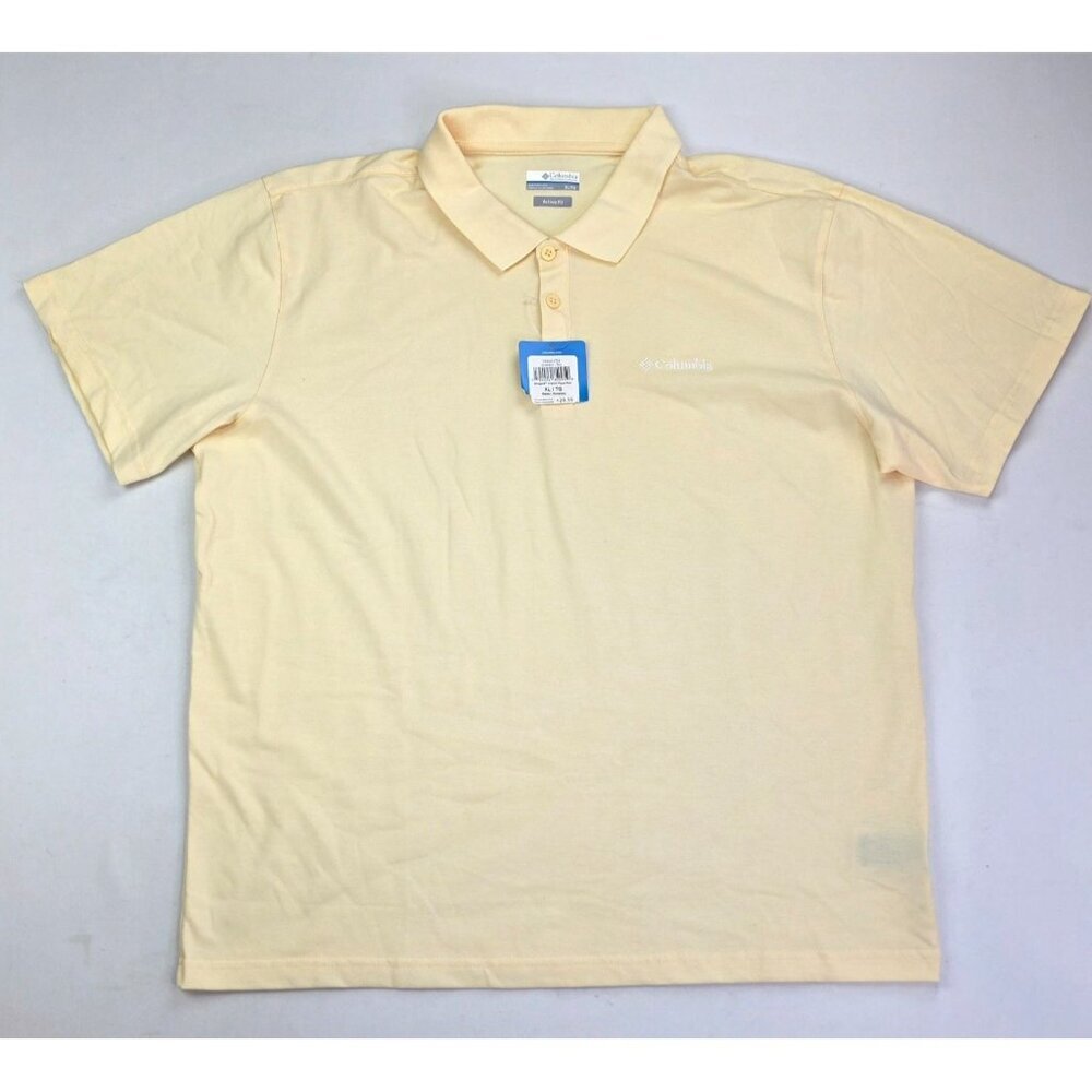 Columbia Active Fit Size XL Yellow Embroidered Chest Logo Short Sleeve Polo NWT